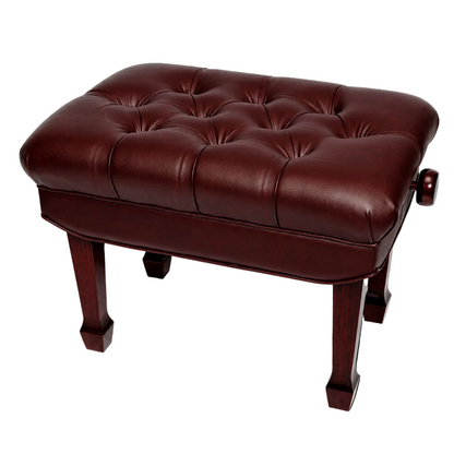 Crown Premium Hydraulic Height Adjustable Piano Bench with Storage, Mahogany Finish