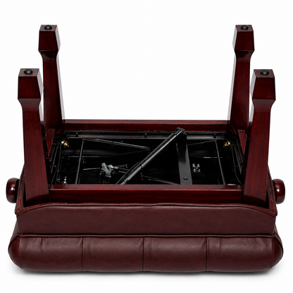 Crown Premium Hydraulic Height Adjustable Piano Bench with Storage, Mahogany Finish — view 3