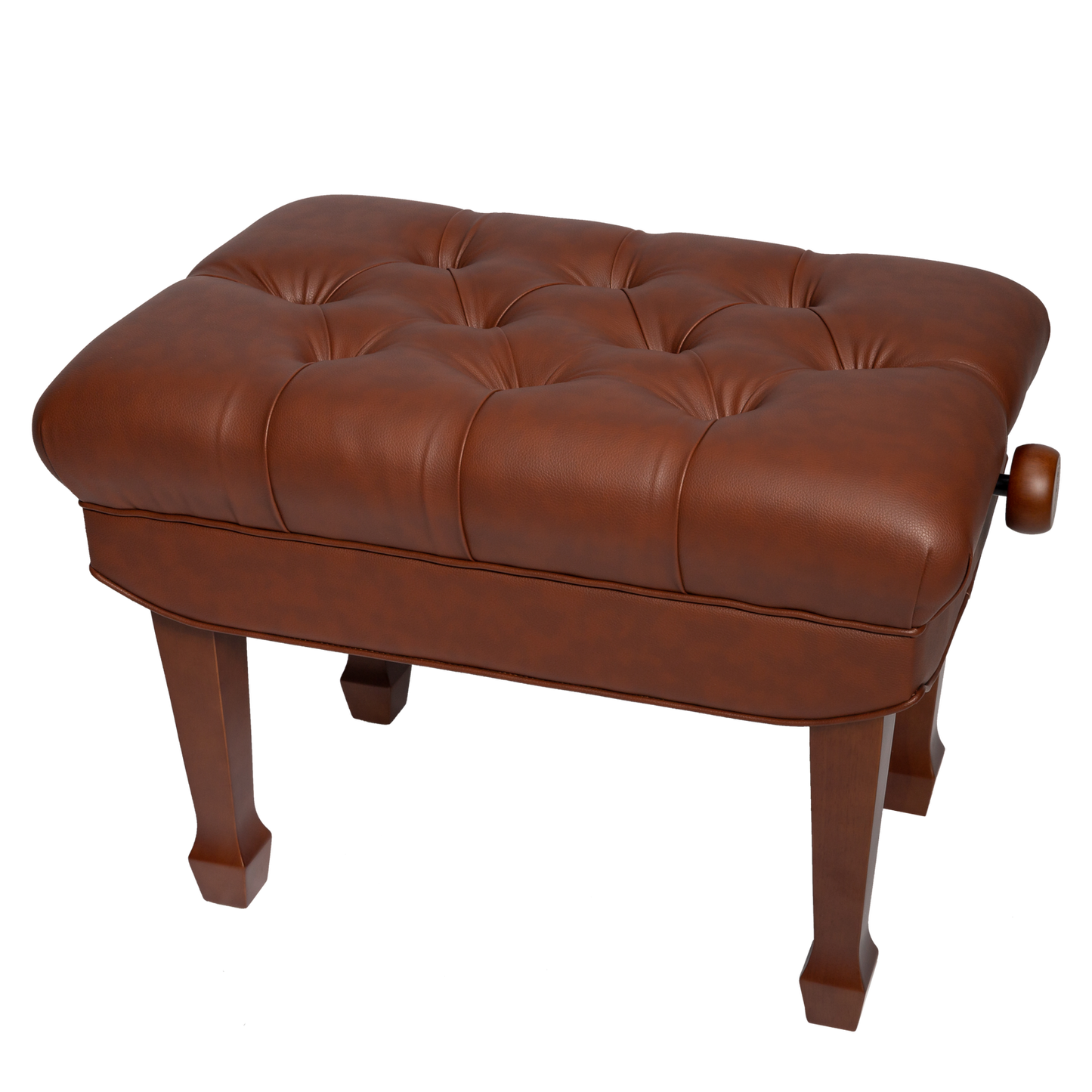Crown Premium Tufted Hydraulic Height Adjustable Piano Bench - Walnut Finish