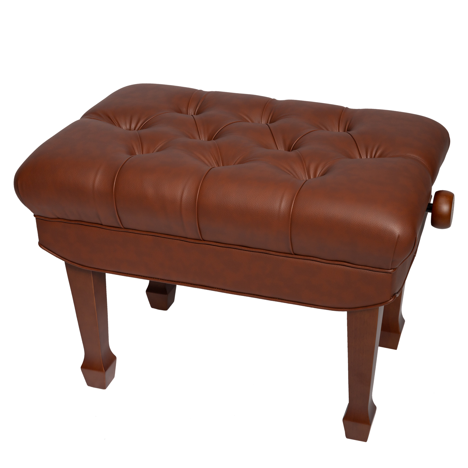 Crown Premium Tufted Hydraulic Height Adjustable Piano Bench - Walnut Finish