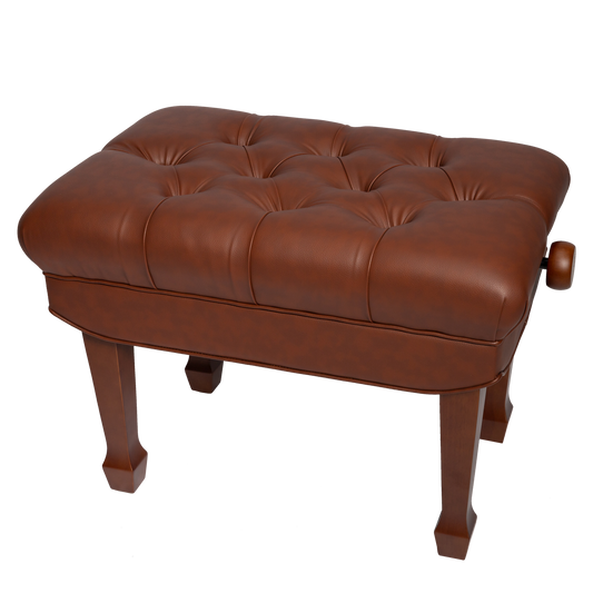 Crown Premium Tufted Hydraulic Height Adjustable Piano Bench - Walnut Finish