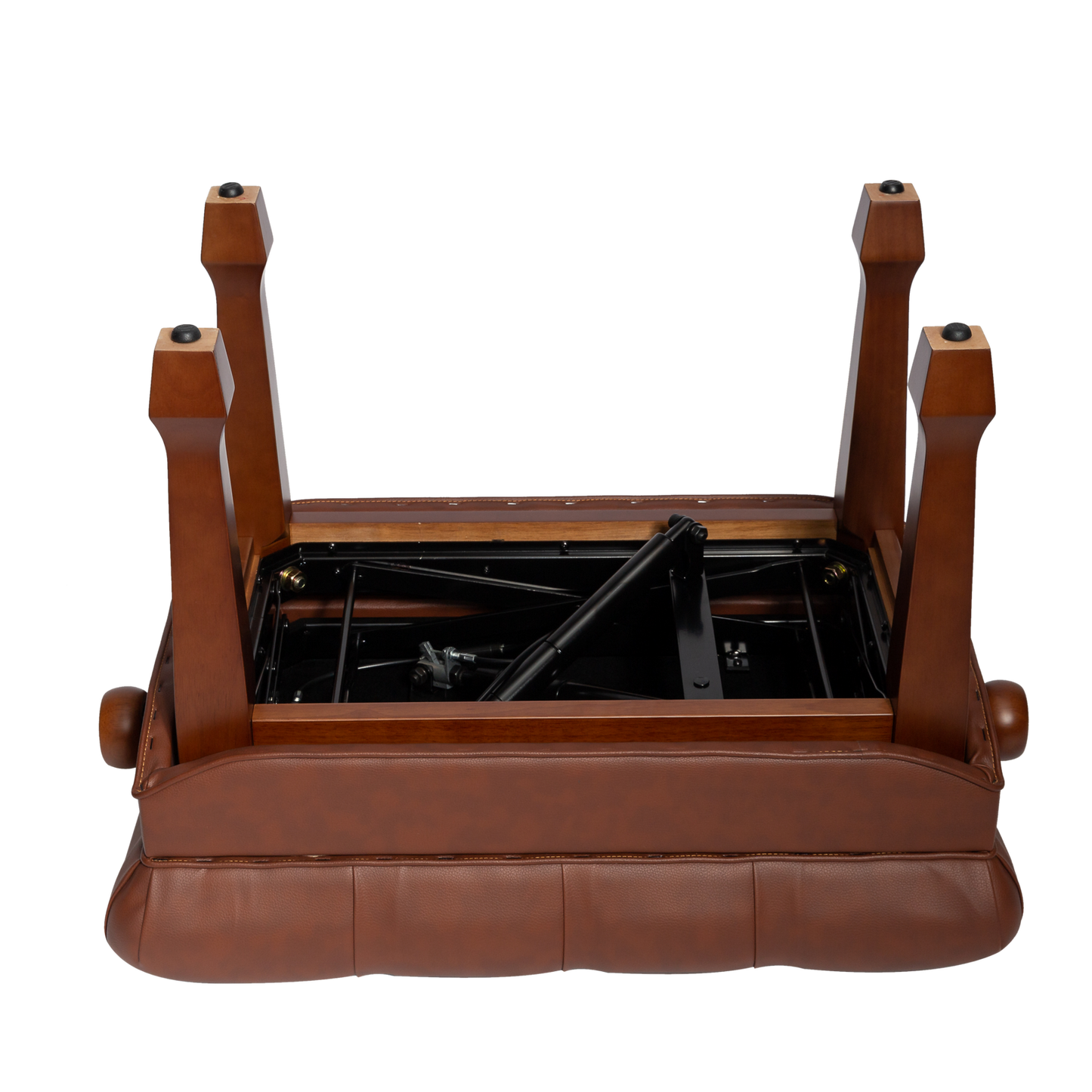Crown Premium Tufted Hydraulic Height Adjustable Piano Bench - Walnut Finish — view 3