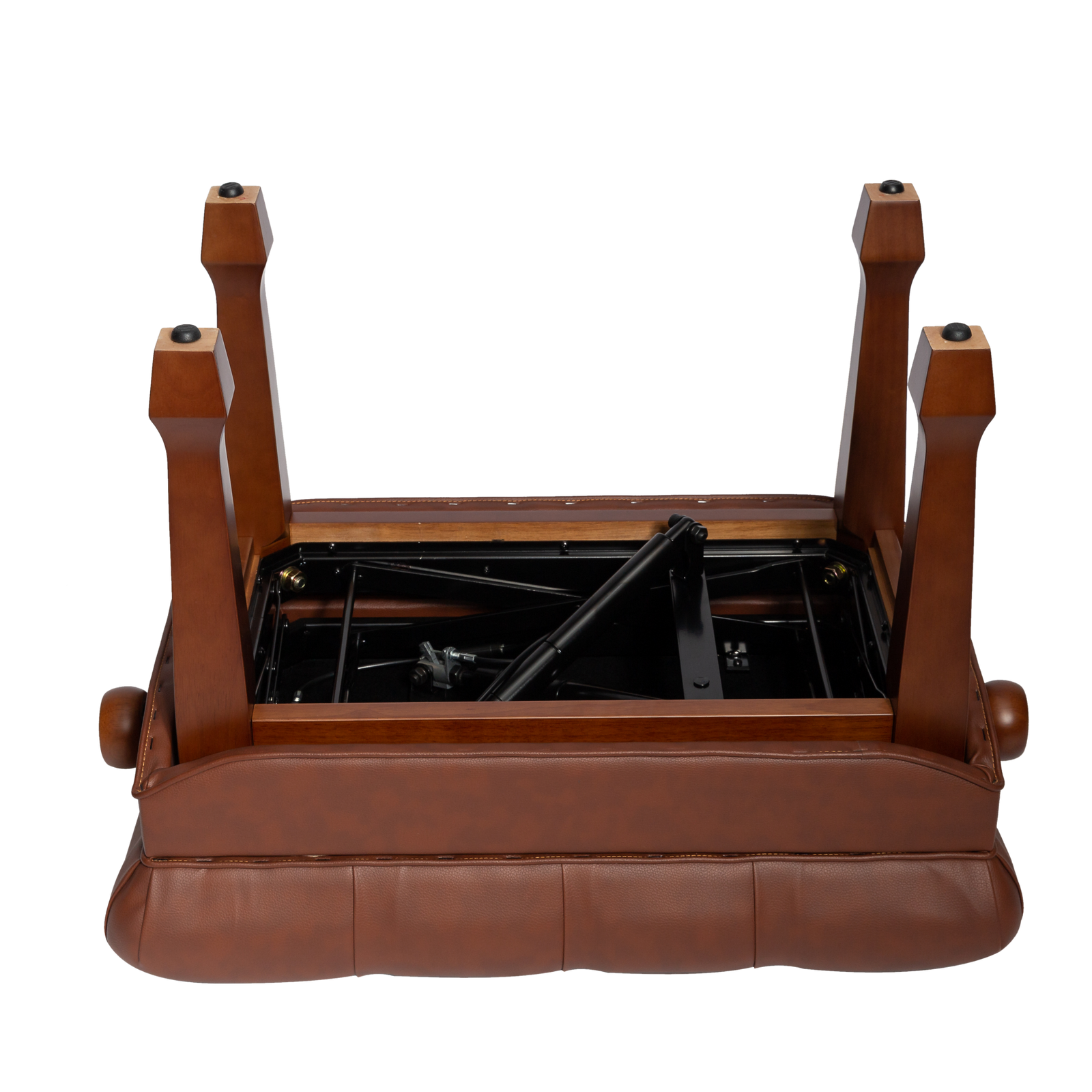Crown Premium Tufted Hydraulic Height Adjustable Piano Bench - Walnut Finish — view 3