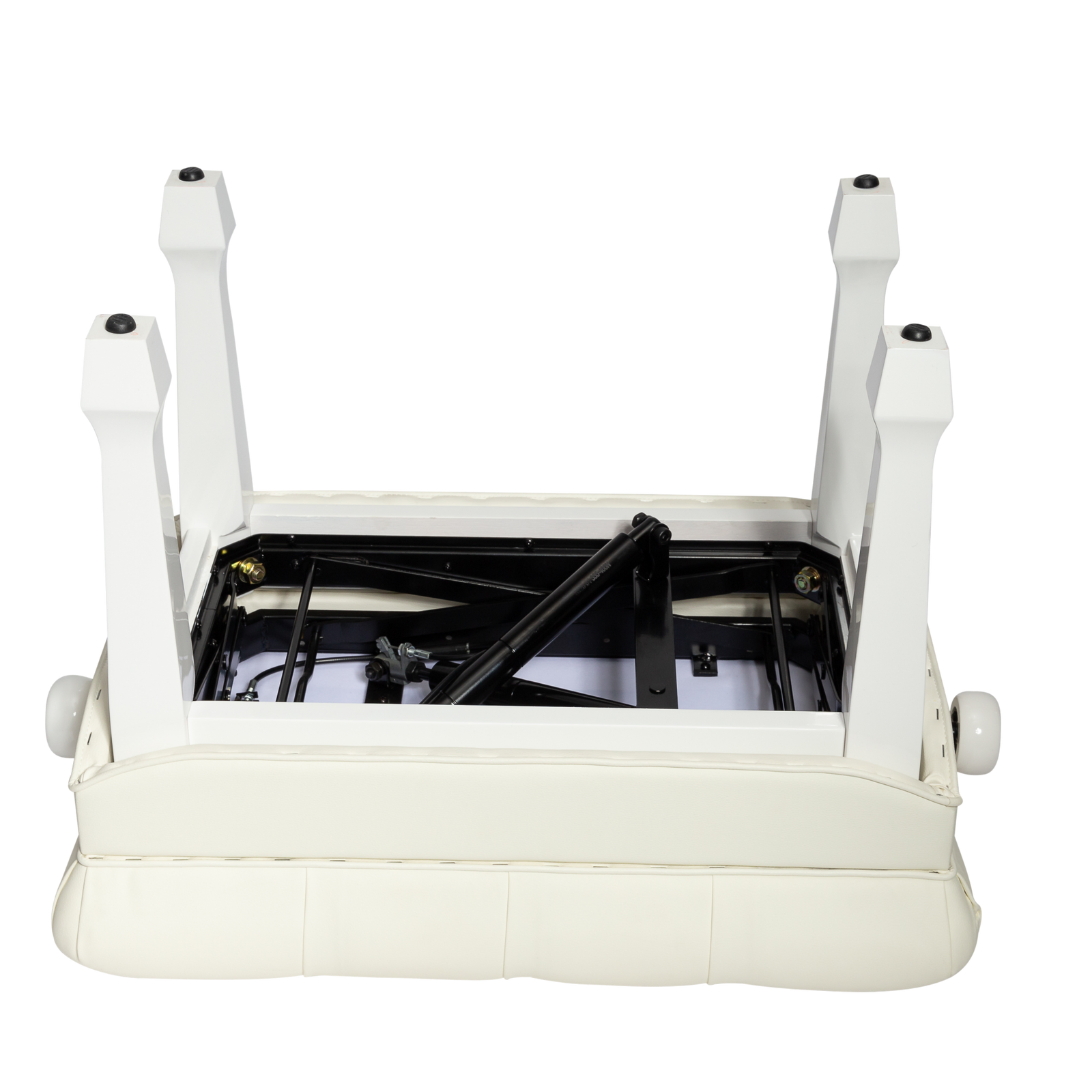 Crown Hydraulic Height Adjustable Piano Bench with Storage - White — view 3