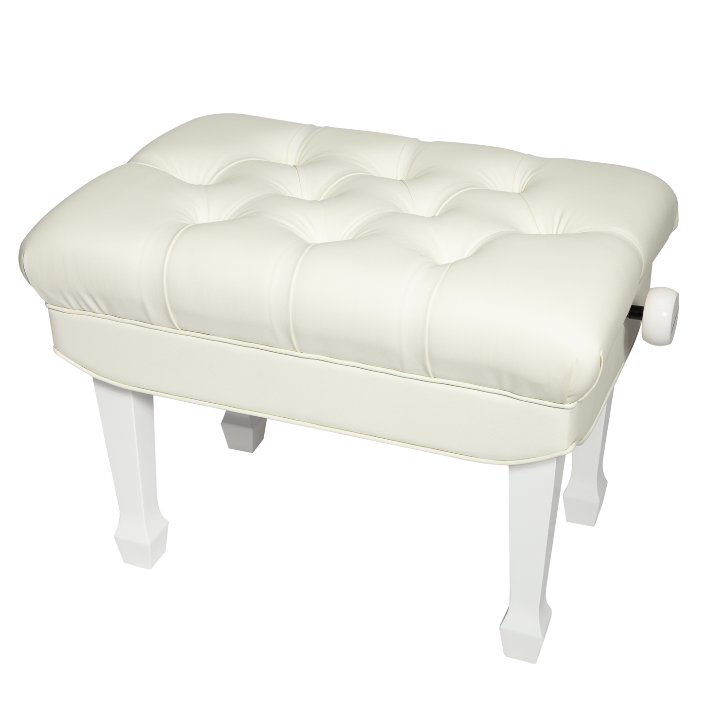 Crown Hydraulic Height Adjustable Piano Bench with Storage - White