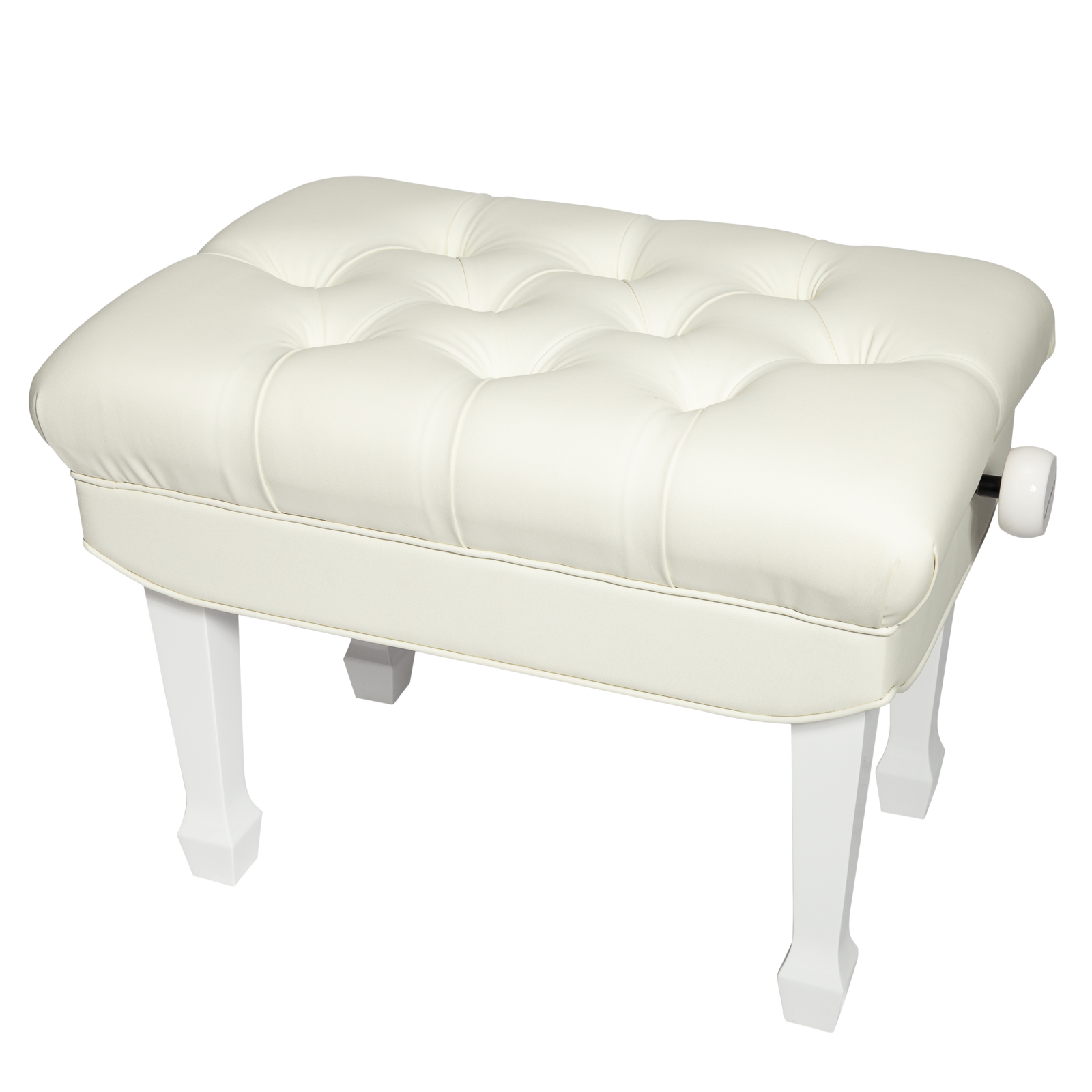 Crown Hydraulic Height Adjustable Piano Bench with Storage - White