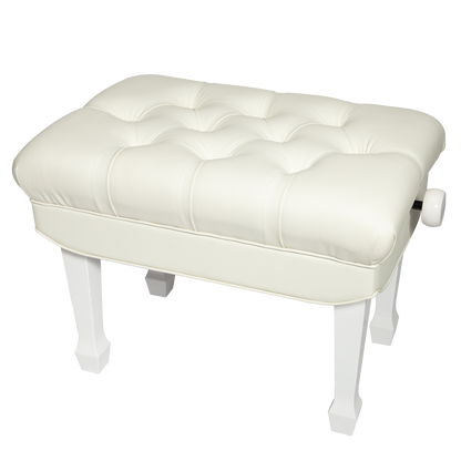 Crown Hydraulic Height Adjustable Piano Bench with Storage - White
