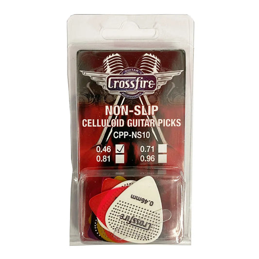 Crossfire Non Slip Guitar Picks - 10 Pack, Gauges 0.46, 0.71, 0.81, 0.96