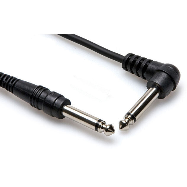 Hosa Unbalanced Interconnect, 1/4 in TS to Right-angle 1/4 in TS, 10 ft