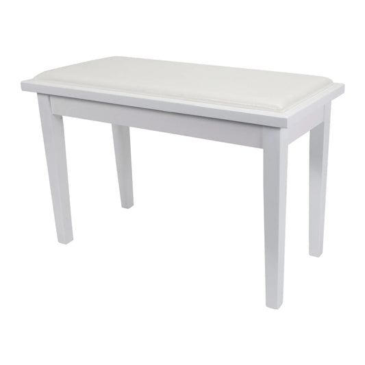 Crown Deluxe Timber Trim Duet Piano Stool with Storage Compartment - White