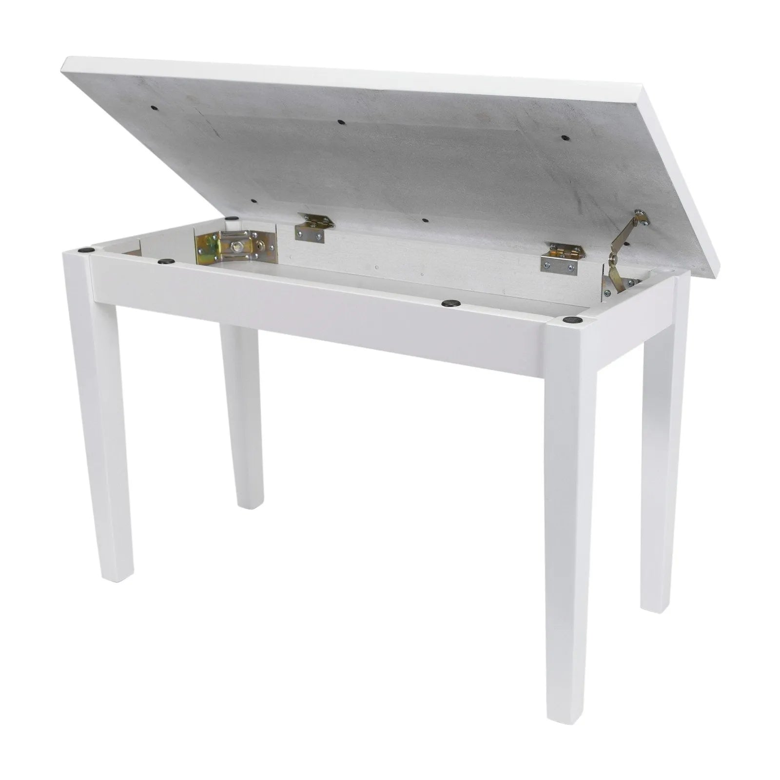 Crown Deluxe Timber Trim Duet Piano Stool with Storage Compartment - White — view 2