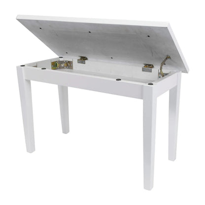Crown Deluxe Timber Trim Duet Piano Stool with Storage Compartment - White — view 2