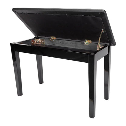Crown Standard Tufted Duet Piano Stool with Storage Compartment - Black — view 2