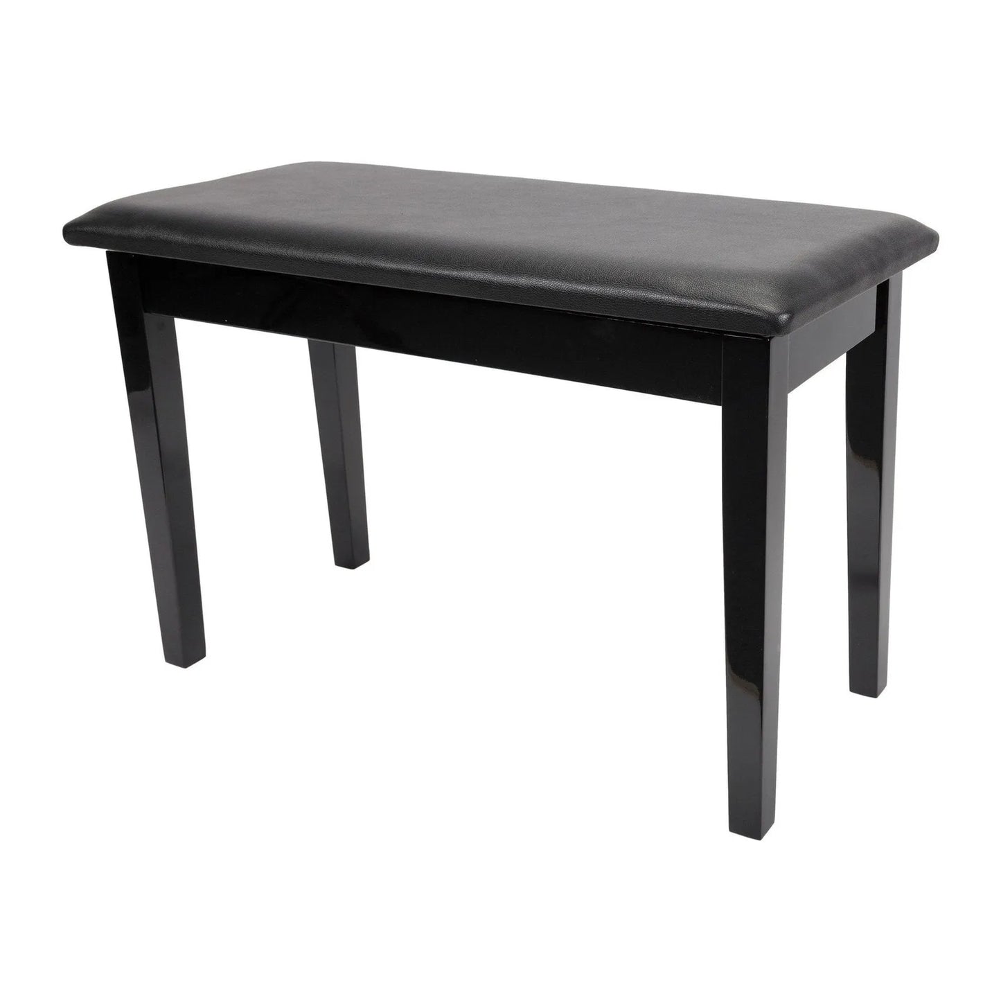 Crown Standard Duet Piano Stool with Storage Compartment, Black Faux Leather Seat, Wood Frame, 76cm W, CPS-1C-BLK