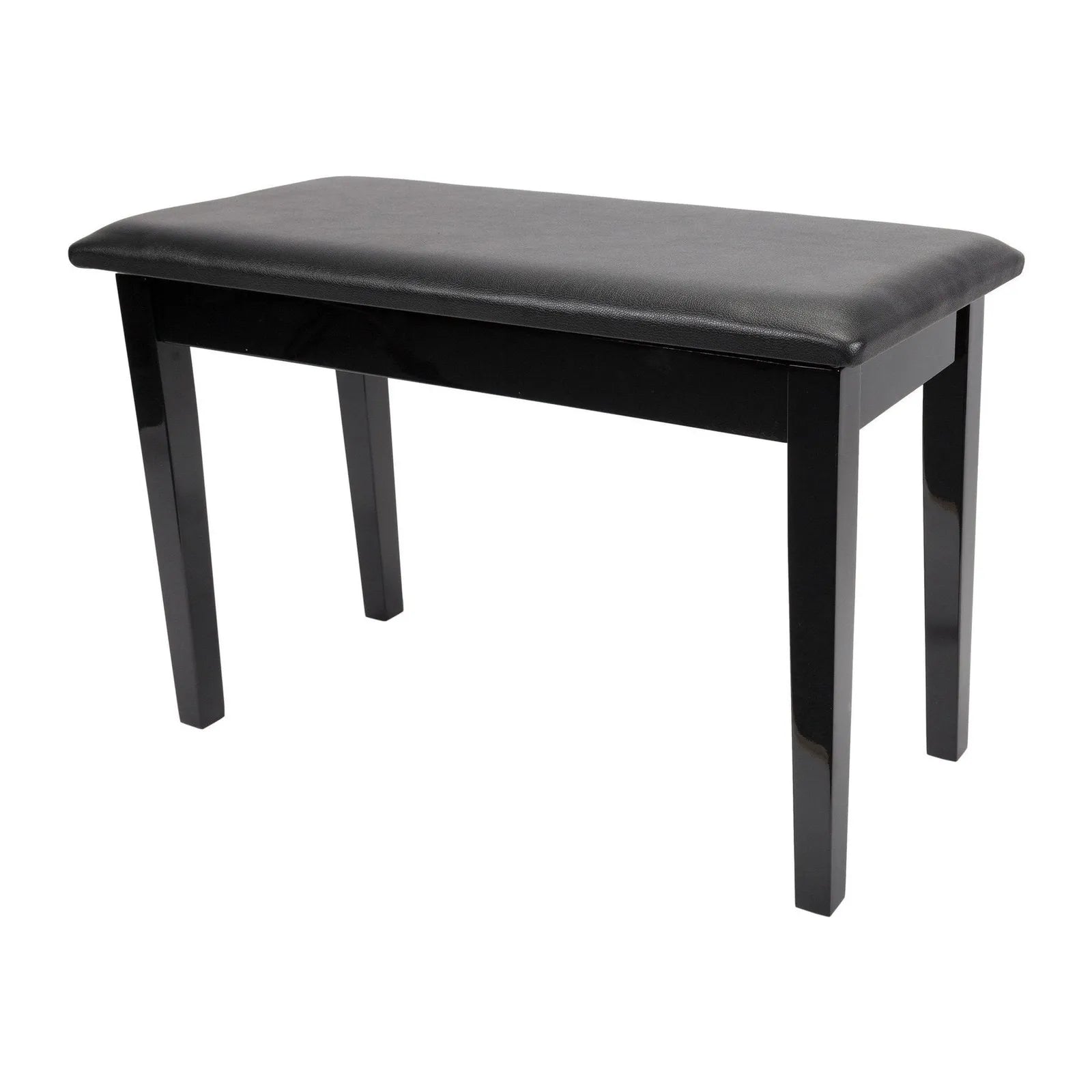 Crown Standard Duet Piano Stool with Storage Compartment, Black Faux Leather Seat, Wood Frame, 76cm W, CPS-1C-BLK