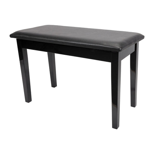 Crown Standard Duet Piano Stool with Storage Compartment, Black Faux Leather Seat, Wood Frame, 76cm W, CPS-1C-BLK