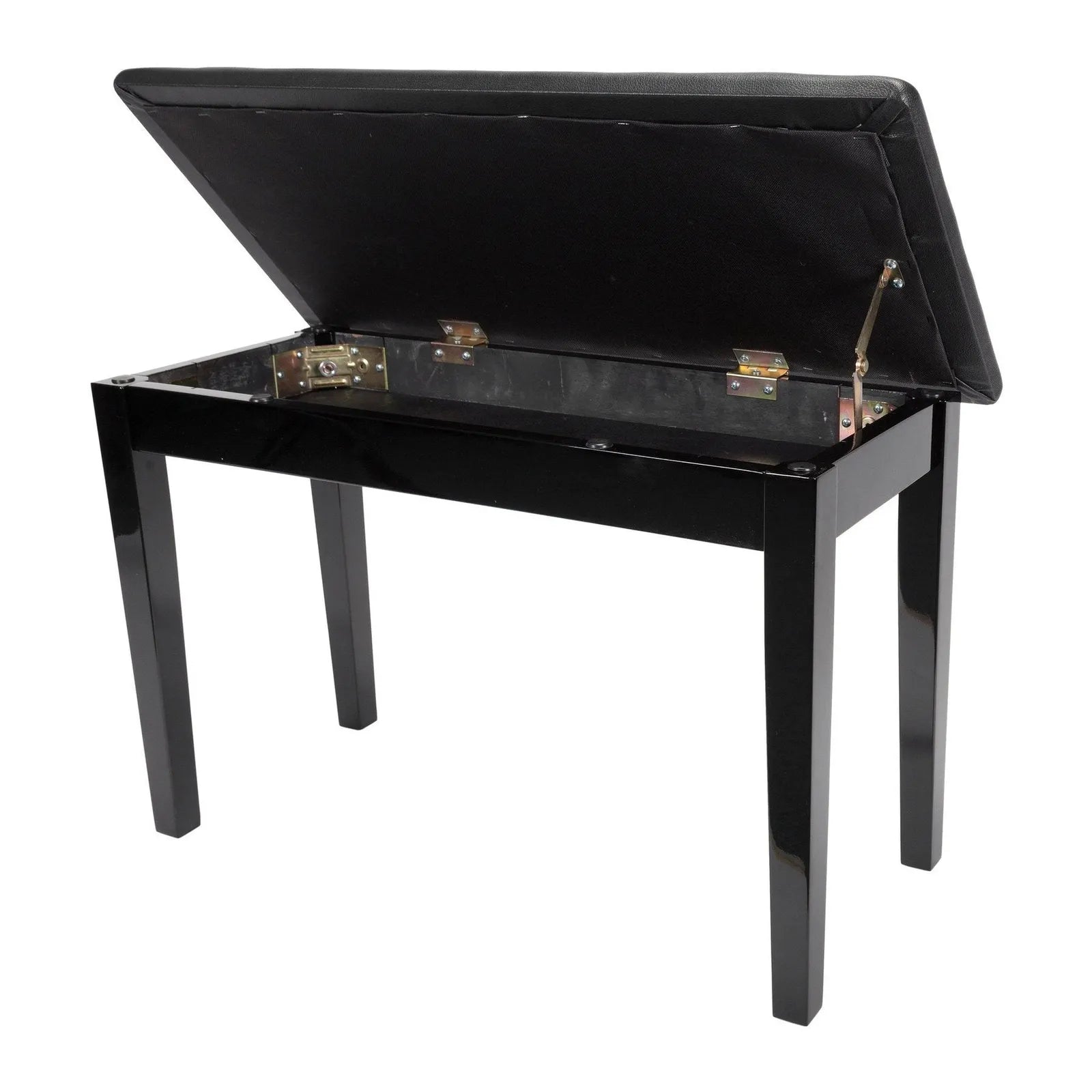 Crown Standard Duet Piano Stool with Storage Compartment, Black Faux Leather Seat, Wood Frame, 76cm W, CPS-1C-BLK — view 2
