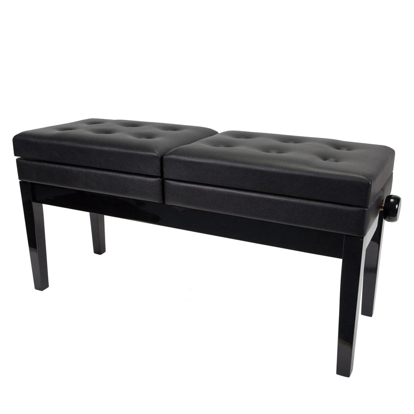 Crown Deluxe Height Adjustable Duet Piano Stool with Storage Compartments - Black