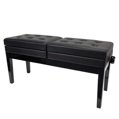 Crown Deluxe Height Adjustable Duet Piano Stool with Storage Compartments - Black