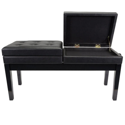 Crown Deluxe Height Adjustable Duet Piano Stool with Storage Compartments - Black — view 4