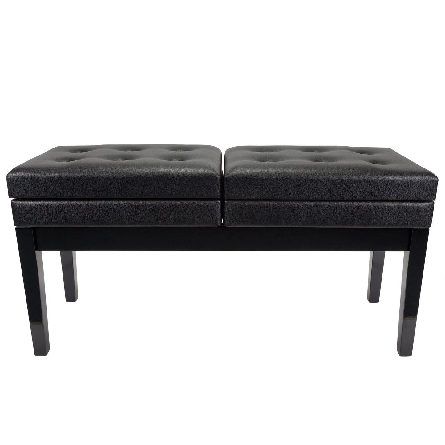 Crown Deluxe Height Adjustable Duet Piano Stool with Storage Compartments - Black — view 3