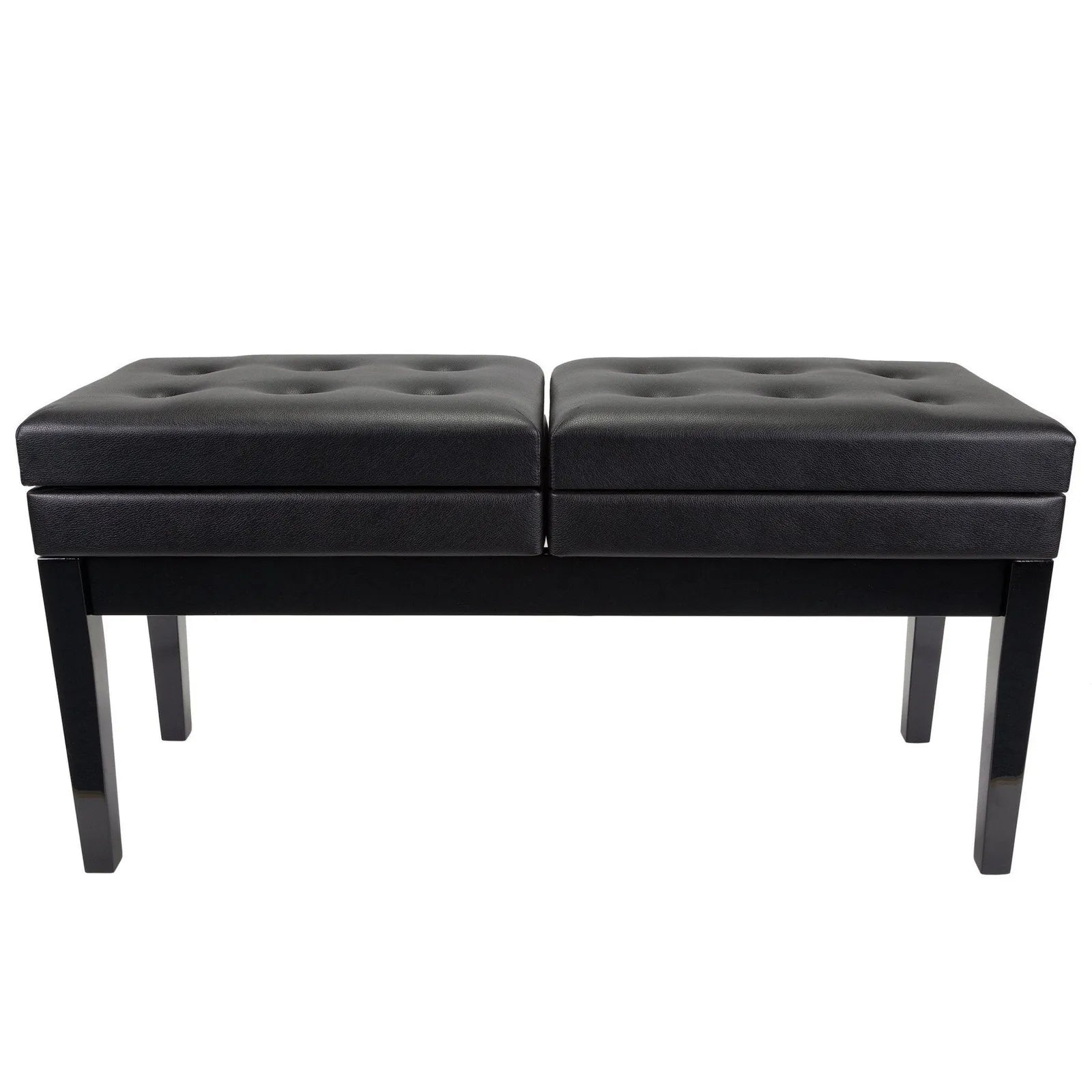 Crown Deluxe Height Adjustable Duet Piano Stool with Storage Compartments - Black — view 3