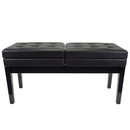 Crown Deluxe Height Adjustable Duet Piano Stool with Storage Compartments - Black — view 3