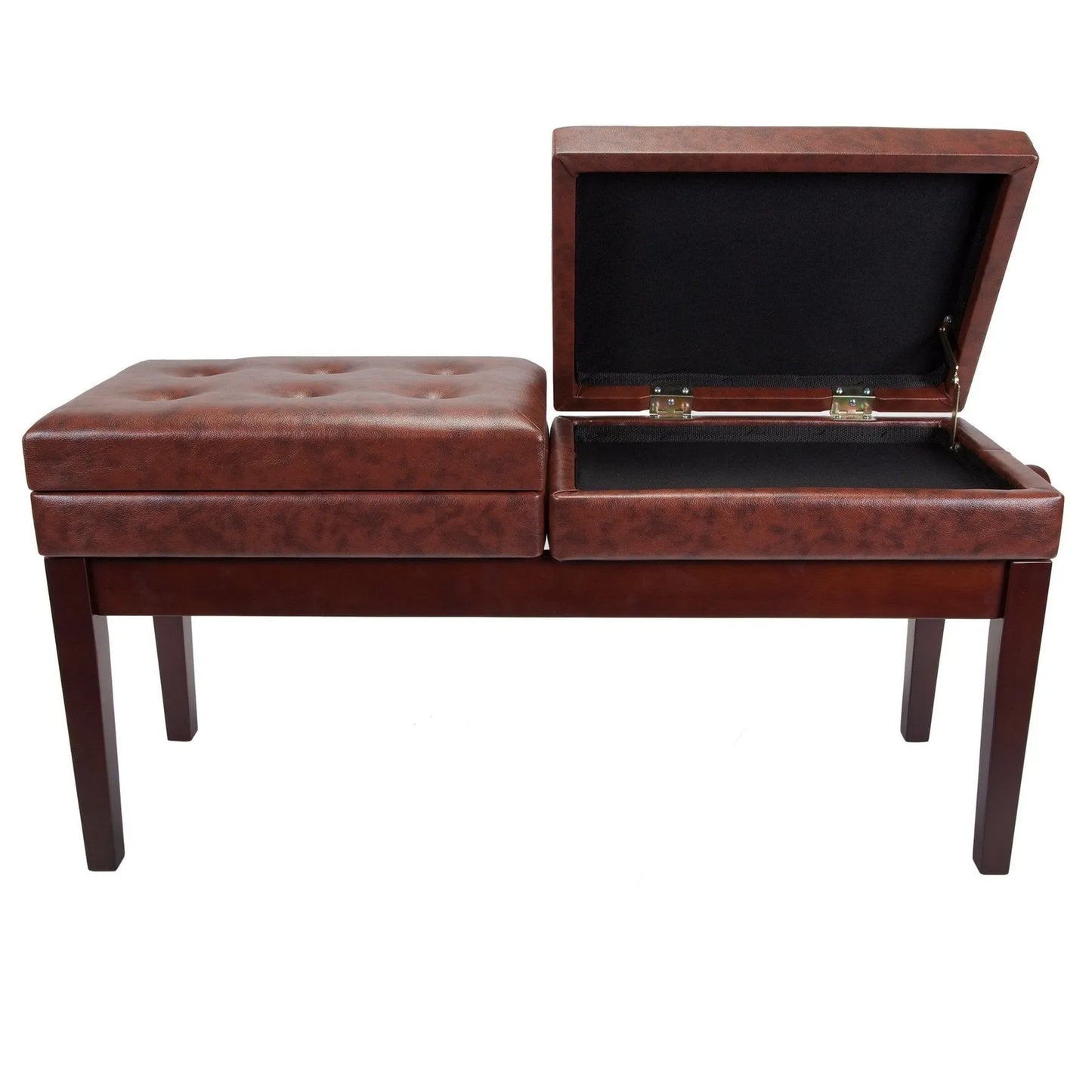 Crown Deluxe Height Adjustable Duet Piano Stool with Storage Compartments - Walnut — view 4