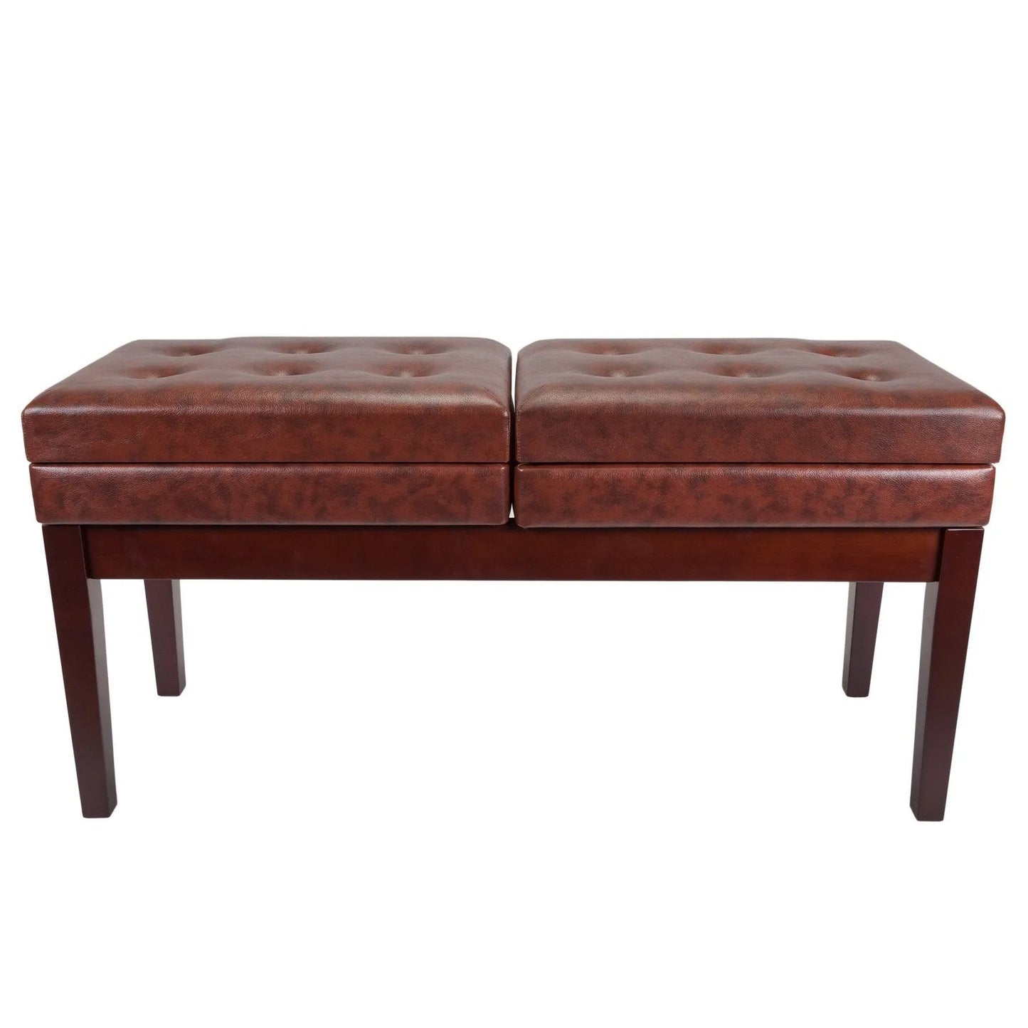 Crown Deluxe Height Adjustable Duet Piano Stool with Storage Compartments - Walnut — view 3