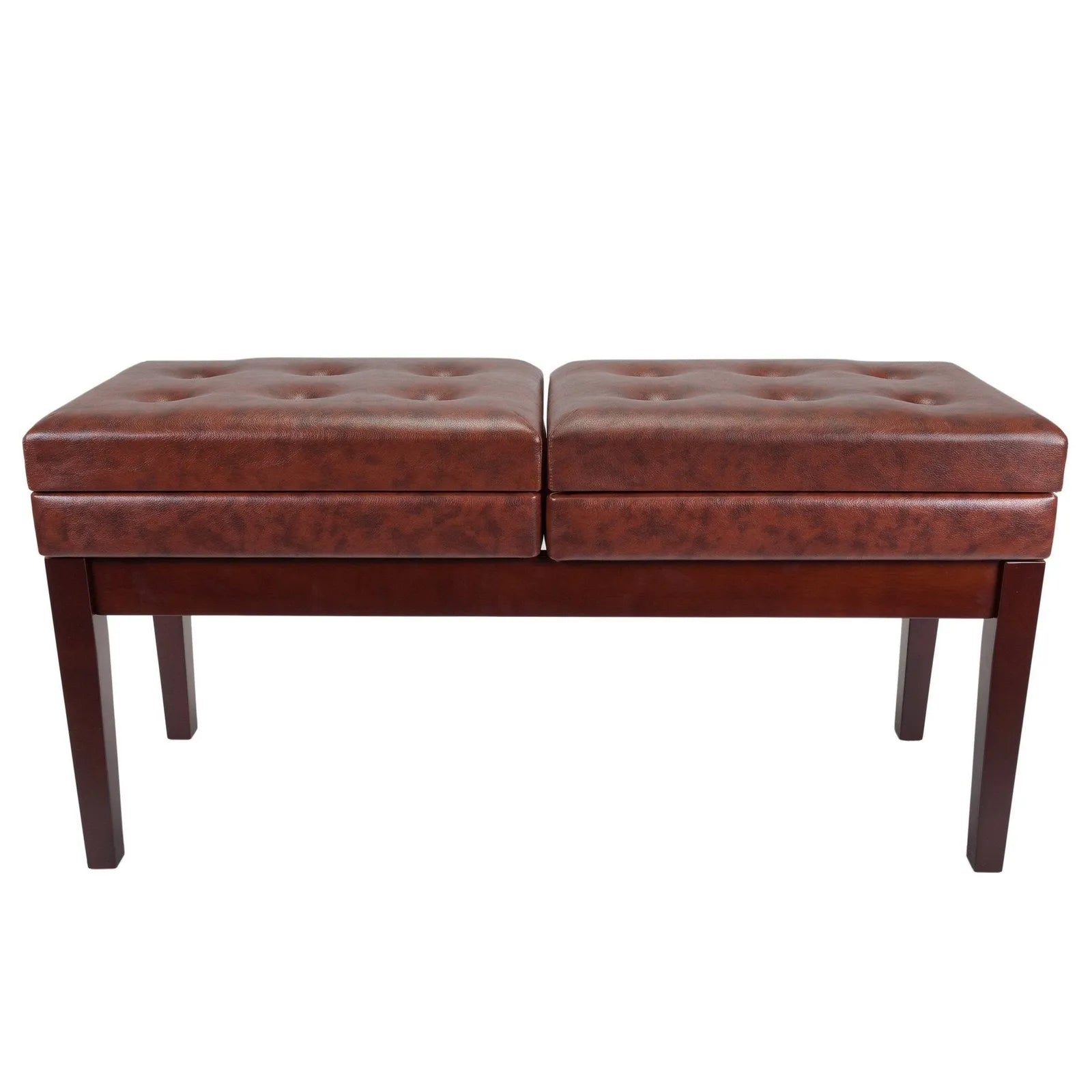 Crown Deluxe Height Adjustable Duet Piano Stool with Storage Compartments - Walnut — view 3