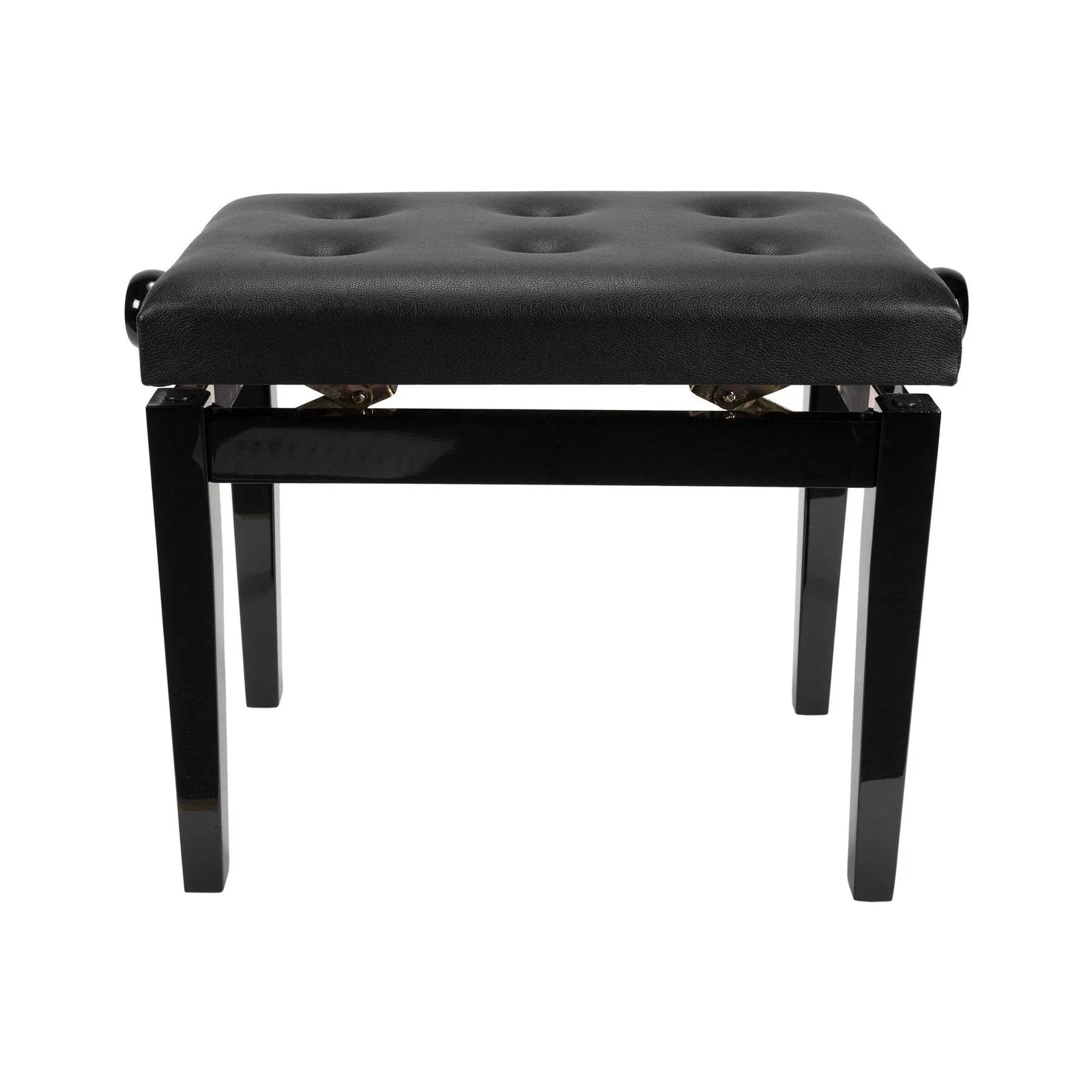Crown Tufted Height Adjustable Piano Stool - Black Faux Leather, Wood Frame, CPS-4A-BLK — view 2