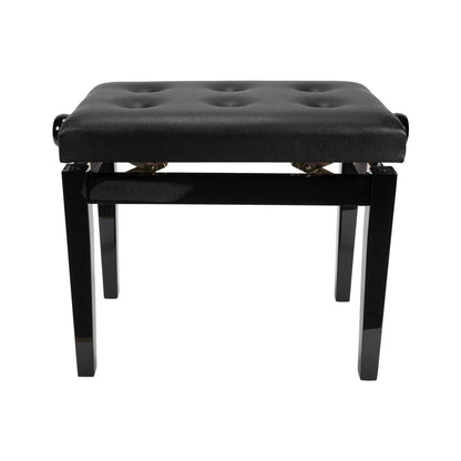 Crown Tufted Height Adjustable Piano Stool - Black Faux Leather, Wood Frame, CPS-4A-BLK — view 2