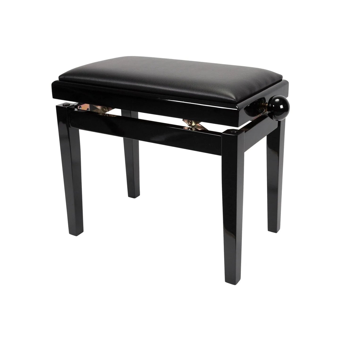 Crown Height Adjustable Piano Stool in Black Faux Leather