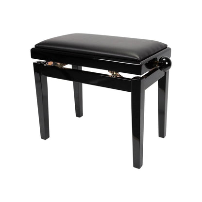 Crown Height Adjustable Piano Stool in Black Faux Leather