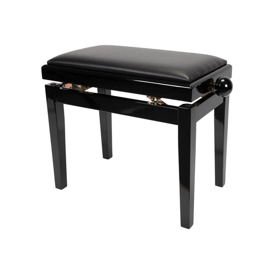 Crown Height Adjustable Piano Stool in Black Faux Leather