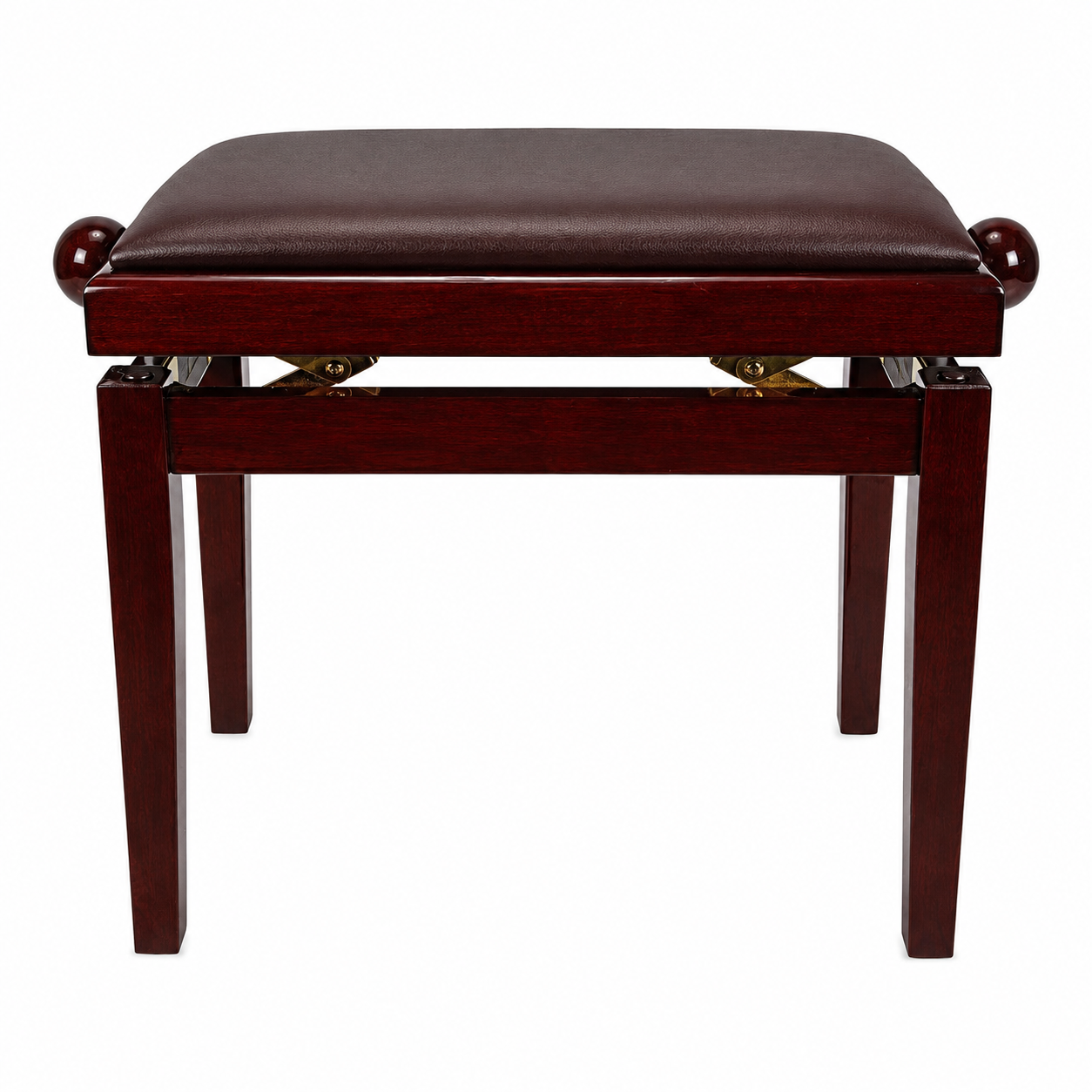 Crown Timber Trim Height Adjustable Piano Stool with Faux Leather - Mahogany Finish — view 2