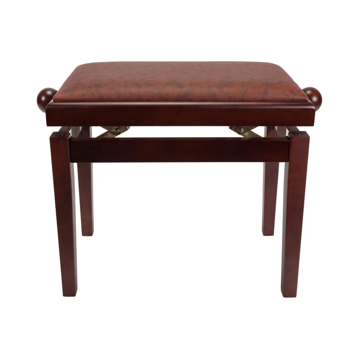 Crown Height Adjustable Piano Stool with Walnut Finish and Faux Leather Seat — view 2