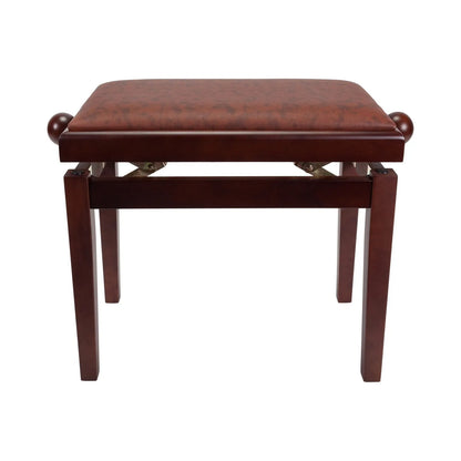 Crown Height Adjustable Piano Stool with Walnut Finish and Faux Leather Seat — view 2