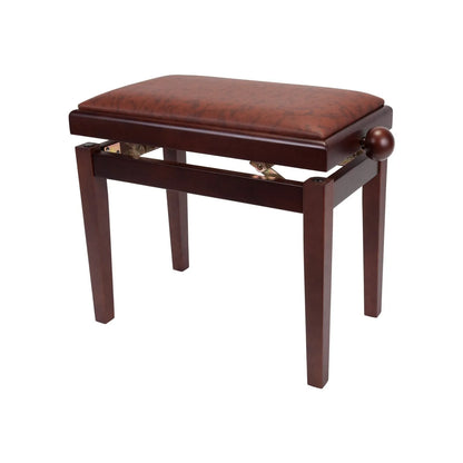 Crown Height Adjustable Piano Stool with Walnut Finish and Faux Leather Seat