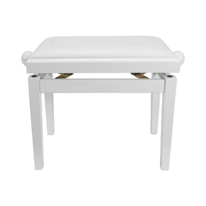 Crown CPS-5A-WHT Height Adjustable Piano Stool - White Gloss Finish, Faux Leather, Wood Frame, 47-57cm Height — view 2