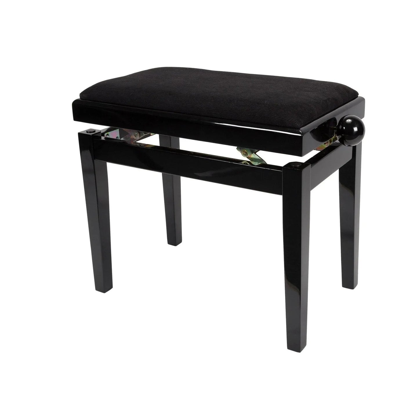 Crown Timber Trim Height Adjustable Piano Stool Black Velvet CPS-5AV-BLK