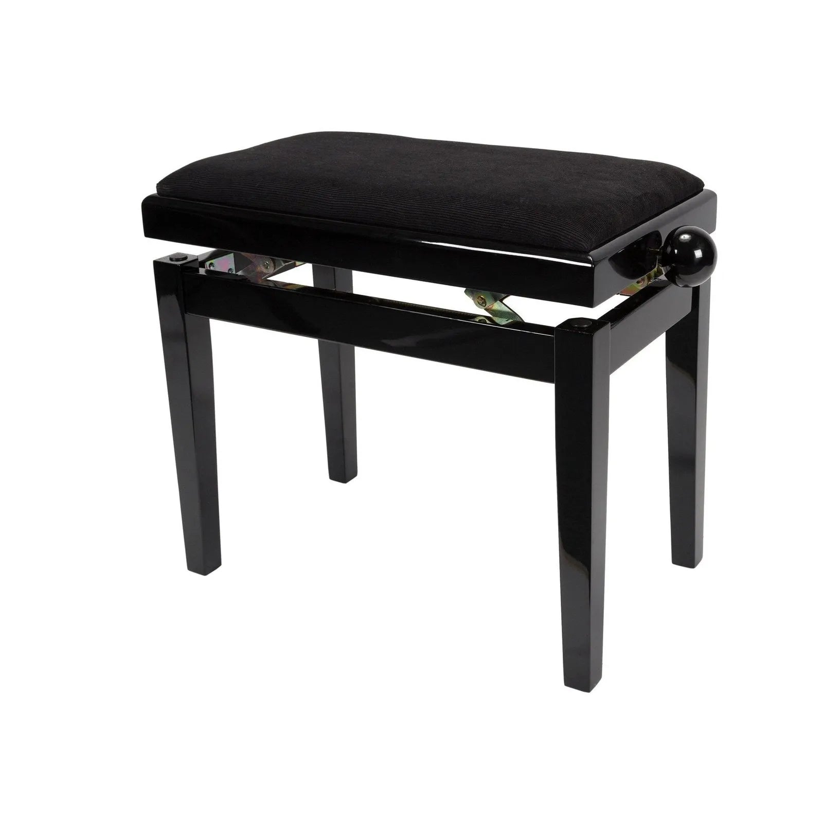Crown Timber Trim Height Adjustable Piano Stool Black Velvet CPS-5AV-BLK