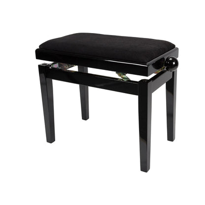 Crown Timber Trim Height Adjustable Piano Stool Black Velvet CPS-5AV-BLK