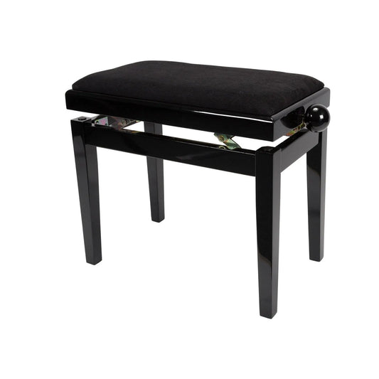 Crown Timber Trim Height Adjustable Piano Stool Black Velvet CPS-5AV-BLK