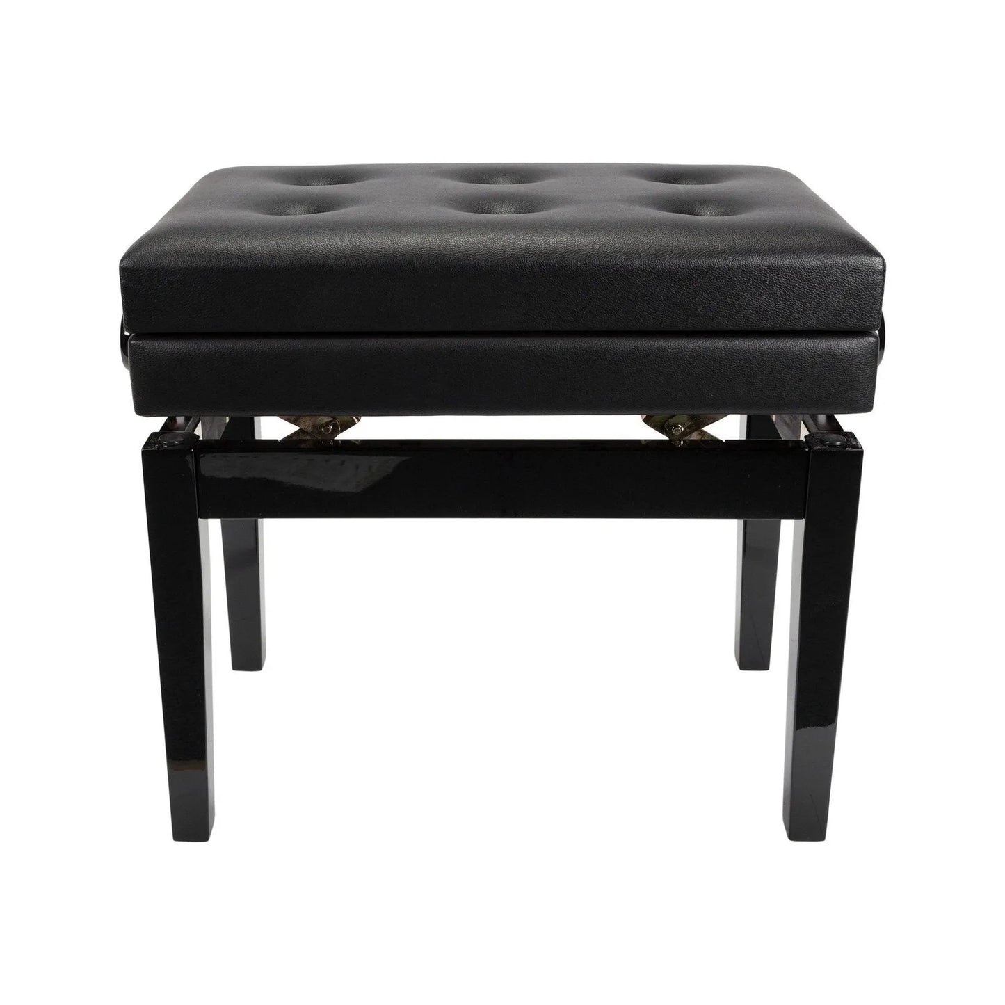 Crown Deluxe Adjustable Piano Stool with Storage Compartment, Black Faux Leather, Tufted Design, CPS-6AS-BLK — view 3