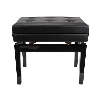 Crown Deluxe Adjustable Piano Stool with Storage Compartment, Black Faux Leather, Tufted Design, CPS-6AS-BLK — view 3