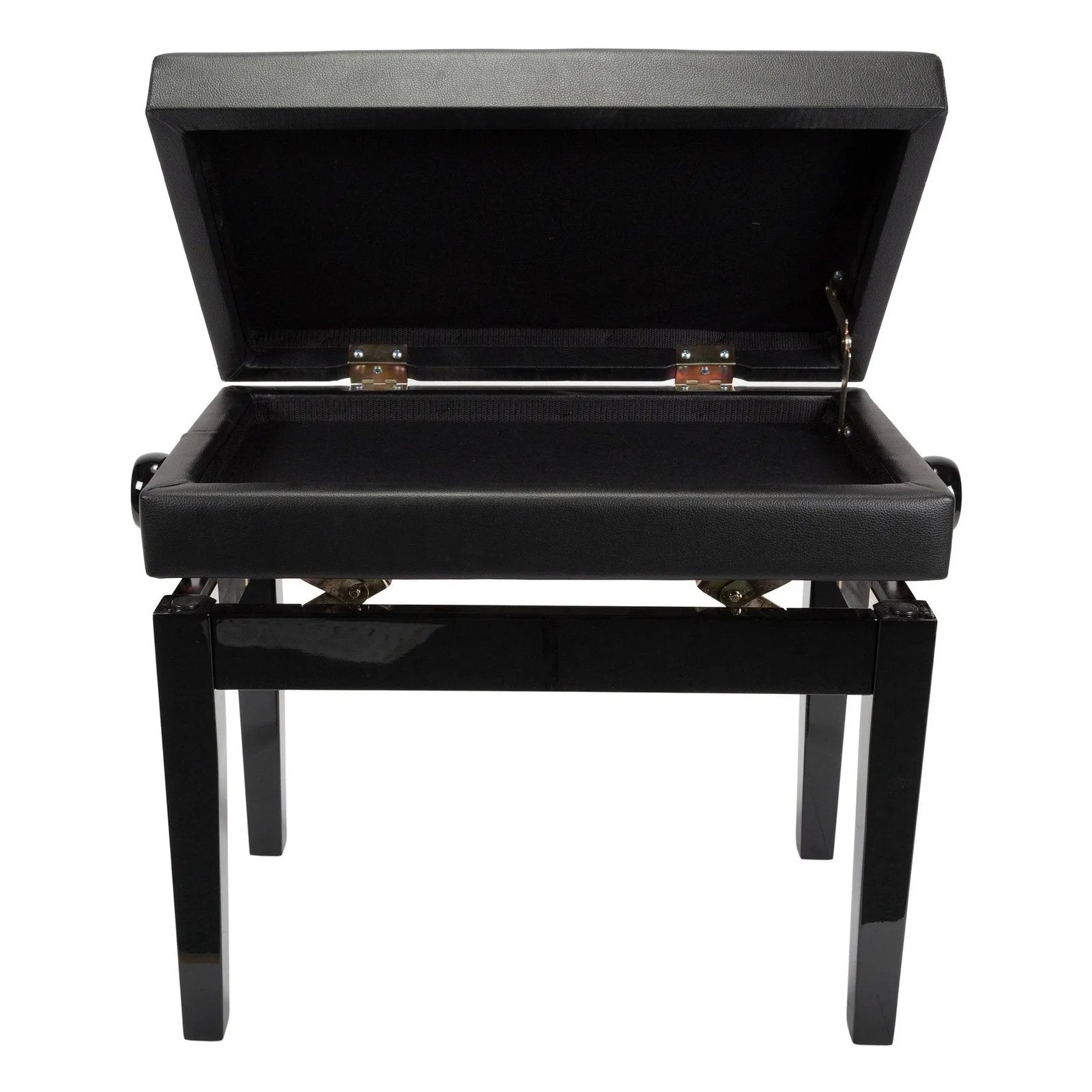 Crown Deluxe Adjustable Piano Stool with Storage Compartment, Black Faux Leather, Tufted Design, CPS-6AS-BLK — view 4