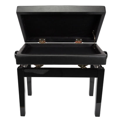 Crown Deluxe Adjustable Piano Stool with Storage Compartment, Black Faux Leather, Tufted Design, CPS-6AS-BLK — view 4