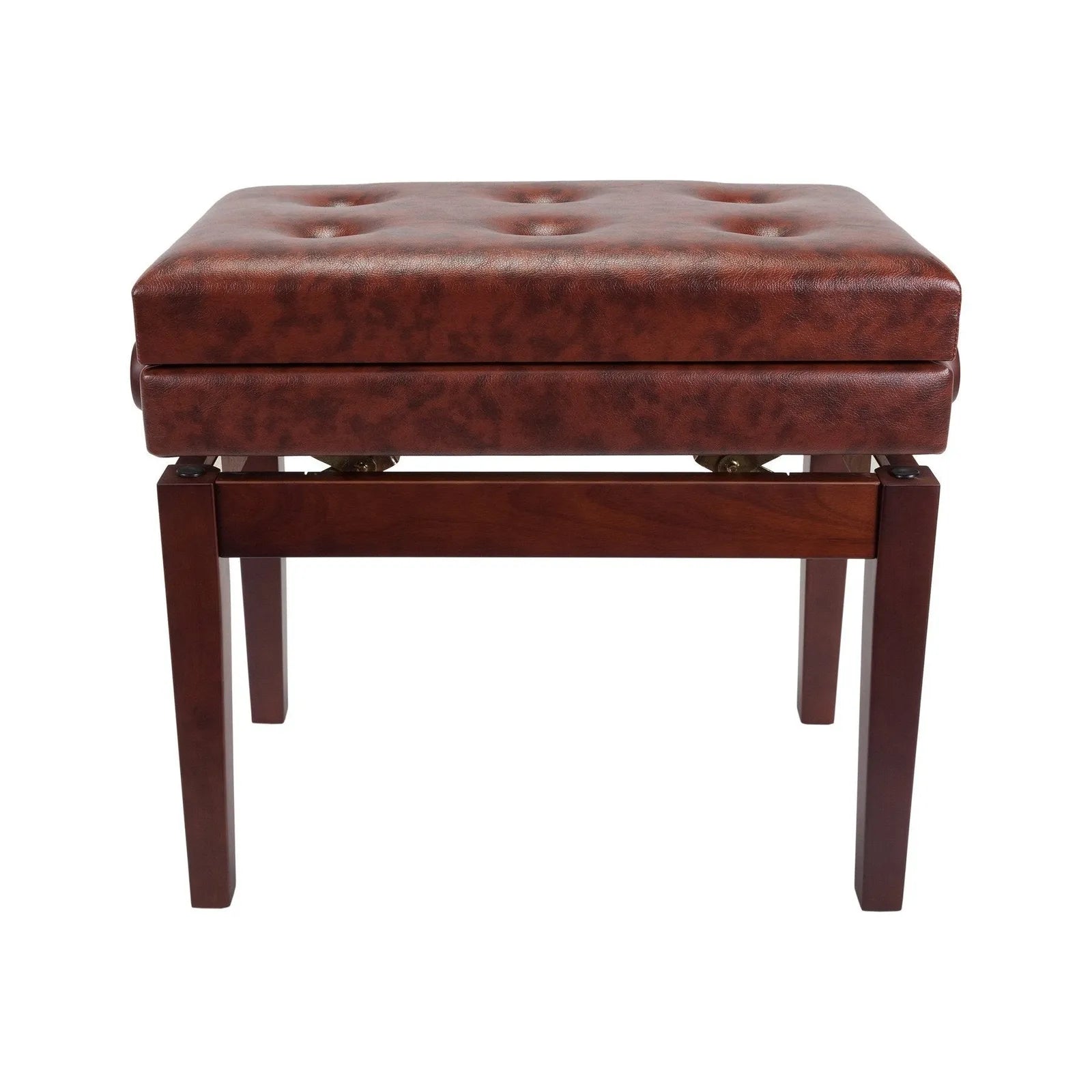 Crown Deluxe Tufted Height Adjustable Piano Stool with Storage Compartment - Walnut — view 3