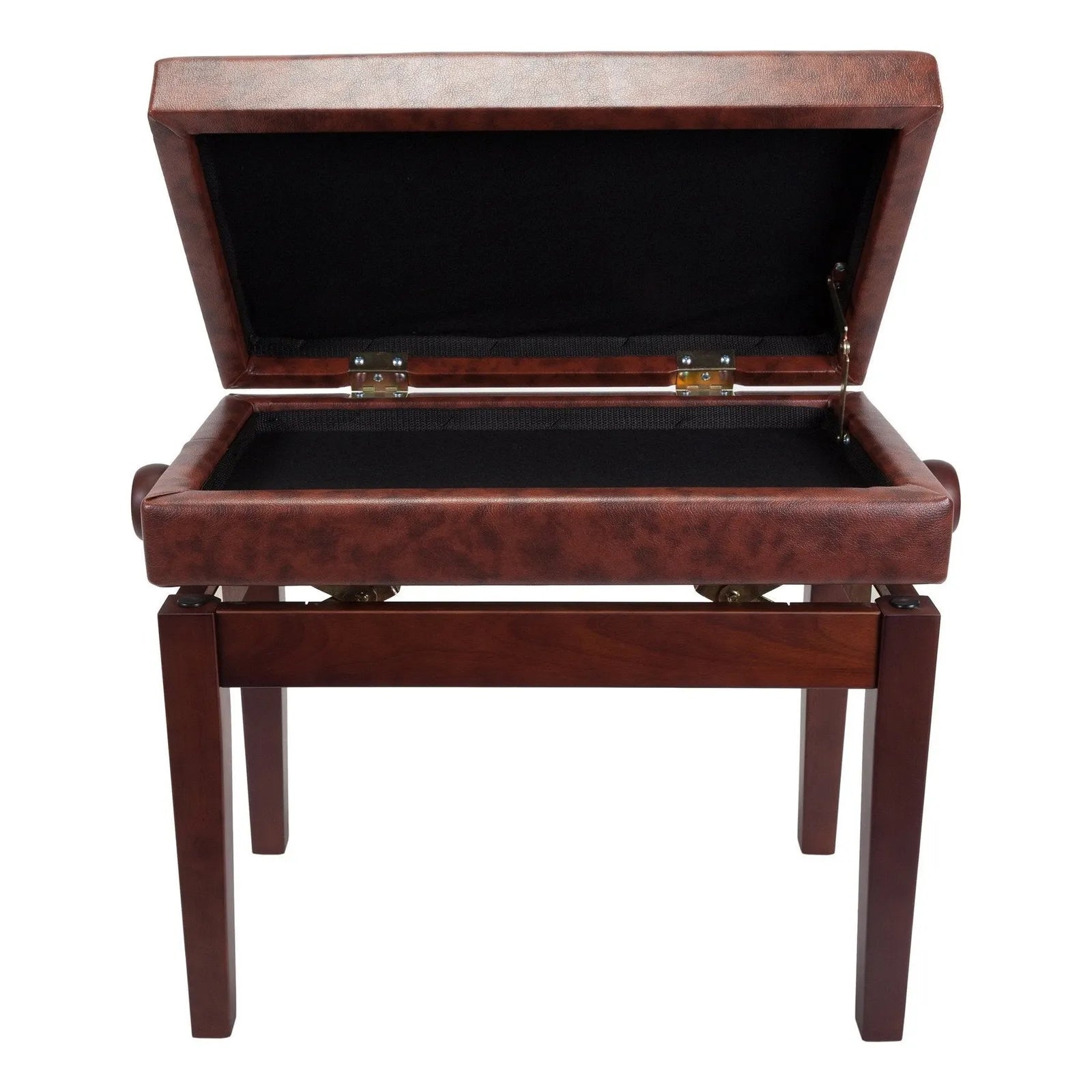 Crown Deluxe Tufted Height Adjustable Piano Stool with Storage Compartment - Walnut — view 4